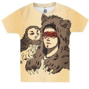 Дитяча 3D футболка з дівчиною і совою