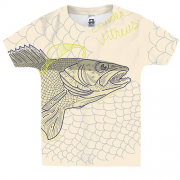 Детская 3D футболка с рыбой в сетях