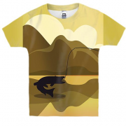 Детская 3D футболка с рыбой на крючке на закате