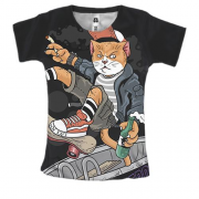 Женская 3D футболка с котом хулиганом