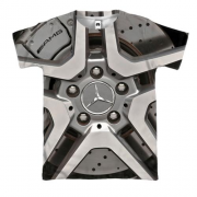3D футболка с колесом Mercedes