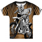 Детская 3D футболка со скелетом на мотоцикле