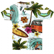 Дитяча 3D футболка з пляжем, пальмами і хвилями