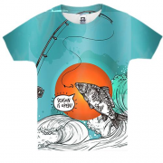 Дитяча 3D футболка з написом "Сезон риболовлі відкритий"
