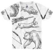 Детская 3D футболка с животными и ружьем