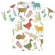 Дитяча 3D футболка з сільськими тваринами