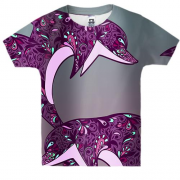 Детская 3D футболка с узорными дельфинами