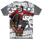 Детская 3D футболка со скелетом скейтером