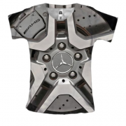 Женская 3D футболка с колесом Mercedes