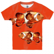 Детская 3D футболка с влюбленными рыбами клоунами