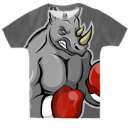 Дитяча 3D футболка з носорогом боксером