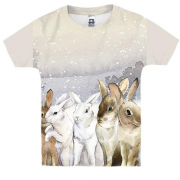 Детская 3D футболка с зайцами в лесу