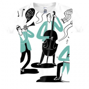 Детская 3D футболка с музыкальным джаз оркестром