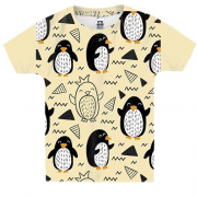 Детская 3D футболка с прикольными пингвинами