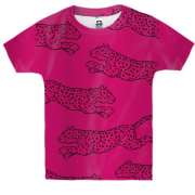 Дитяча 3D футболка з рожевими гепардами