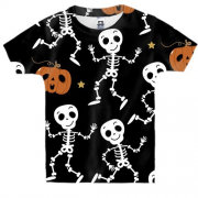 Дитяча 3D футболка зі скелетами і гарбузами