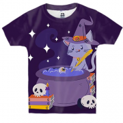 Детская 3D футболка с котом колдуном