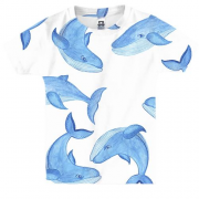 Детская 3D футболка с синими китами