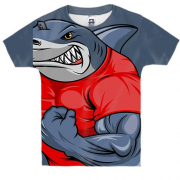 Детская 3D футболка с акулой борцом