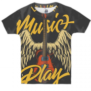 Детская 3D футболка Music play rock