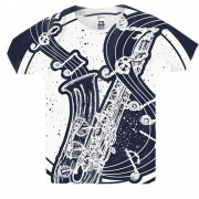Детская 3D футболка с синим саксофоном