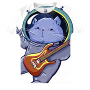 Дитяча 3D футболка з котом астронавтом і гітарою