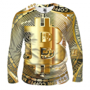 Мужской 3D лонгслив с золотым Bitcoin
