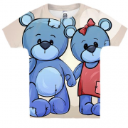 Детская 3D футболка с парой синих мишек