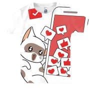 Детская 3D футболка с котами и лайками