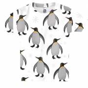 Дитяча 3D футболка з пінгвінами і сніжинками