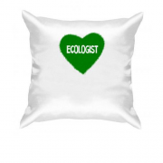 Подушка для эколога с зеленым сердцем
