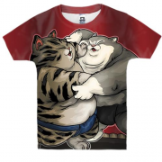 Детская 3D футболка с японскими котами борцами