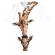 Детская 3D футболка с пиратом в шляпес двумя жирафами