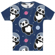 Детская 3D футболка с пандами в скафандрах
