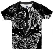 Детская 3D футболка с белыми бабочками