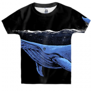 Дитяча 3D футболка з синім китом вночі