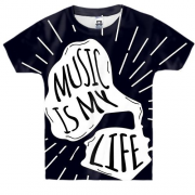 Дитяча 3D футболка Music is my life