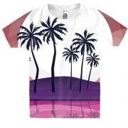 Дитяча 3D футболка з пальмами на березі