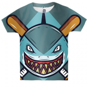 Детская 3D футболка с акулой и битами