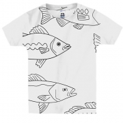 Детская 3D футболка с контурной рыбой