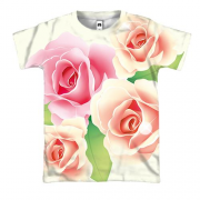 3D футболка с нежными розами
