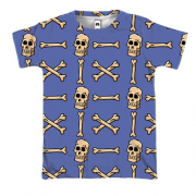 3D футболка Клеточка из  черепов и костей