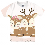 Детская 3D футболка с влюбленными оленями