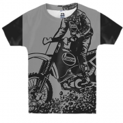 Детская 3D футболка с серым мотоциклистом
