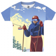 Детская 3D футболка с лыжником