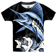 Детская 3D футболка с синей рыбой мечом