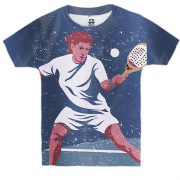 Дитяча 3D футболка з тенісним гравцям в білому