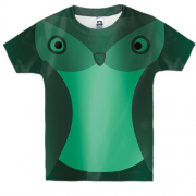 Детская 3D футболка с зеленой совой