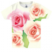 Дитяча 3D футболка з ніжними трояндами