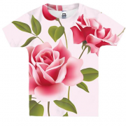Детская 3D футболка с розовыми розами